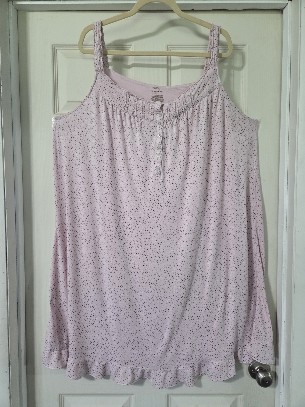Secret Treasures Women's Plus 3X Pink Sleeveless Knit Nightgown with Ruffle Hem